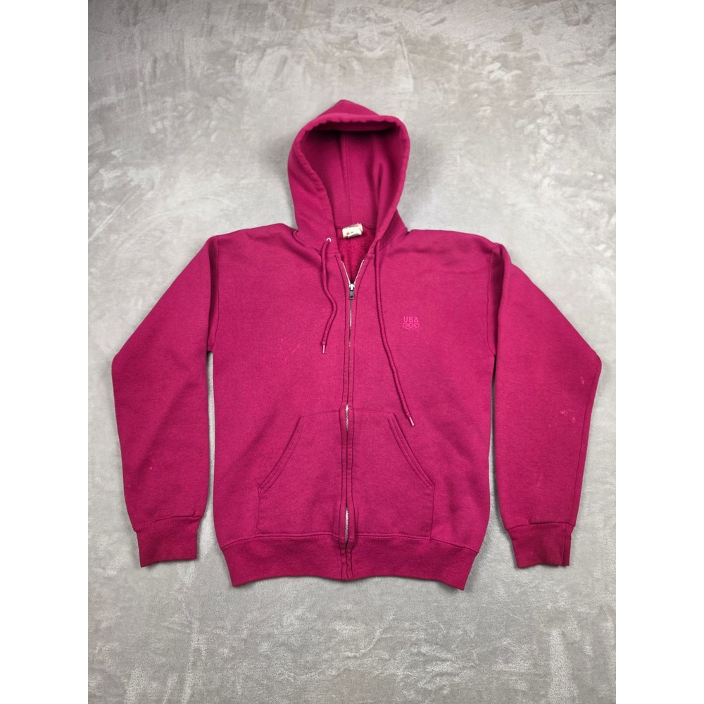 Vintage JCPenney USA Olympics Hoodie Womens Medium Pink Zip Up 90s Made in USA